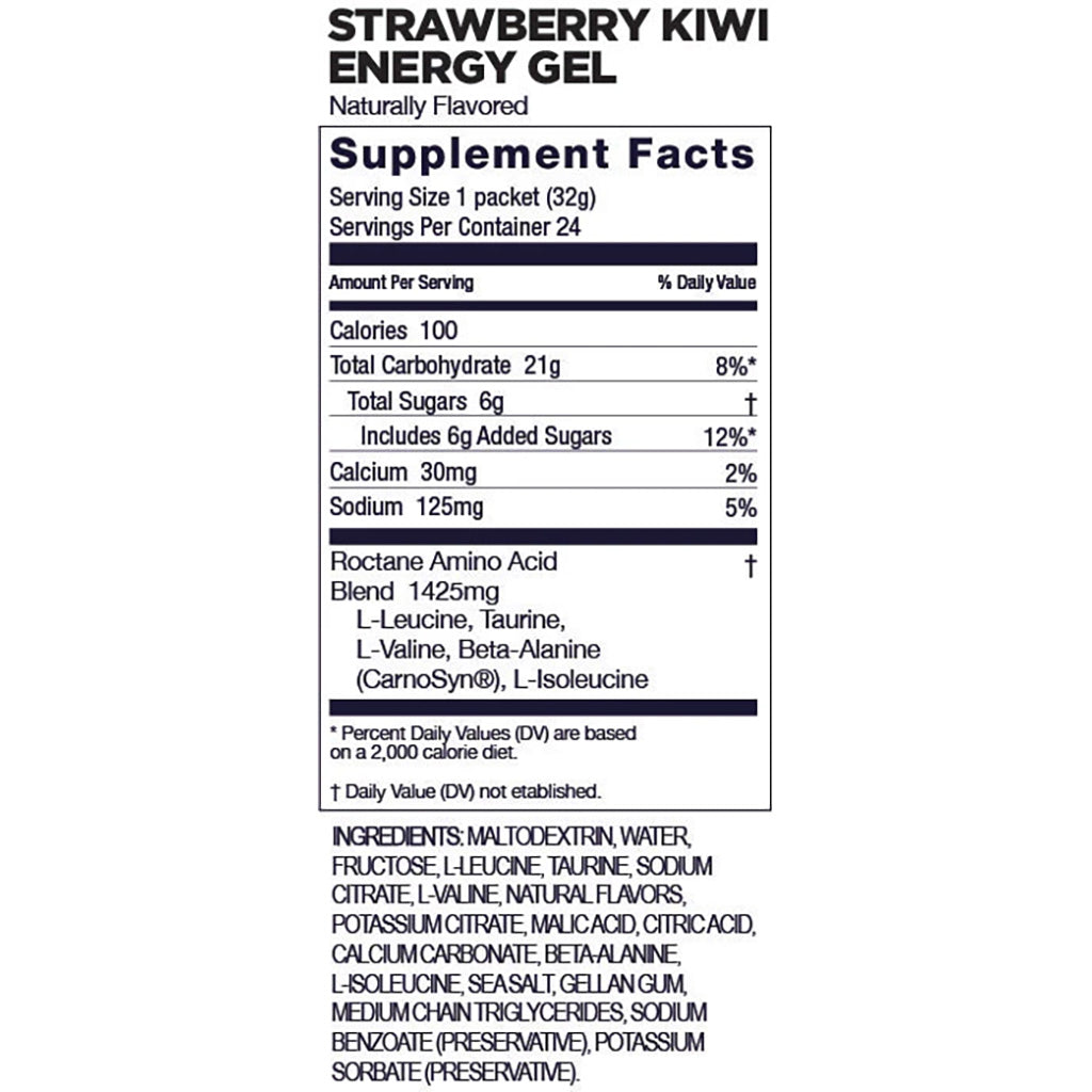 Gel de Energía Roctane, Fresa Kiwi sin Cafeína-Caja 24