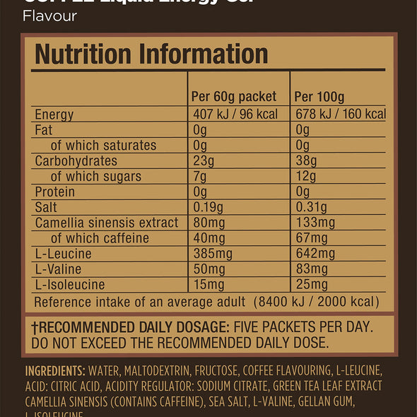 Gel Liquid Energy, Coffee, Caja 12