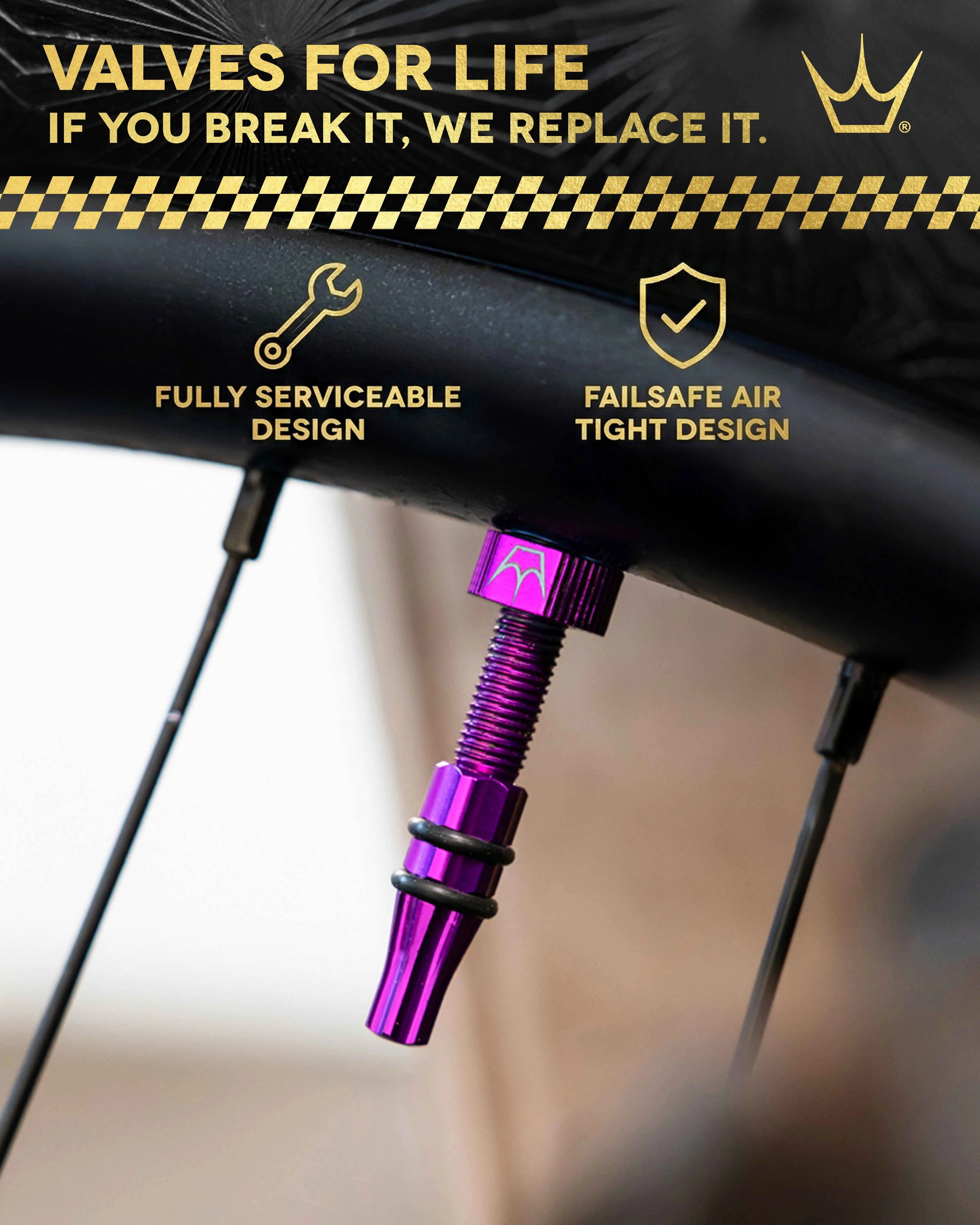 Válvulas Holeshot Fast Flow con herramientas 42 mm, Gold
