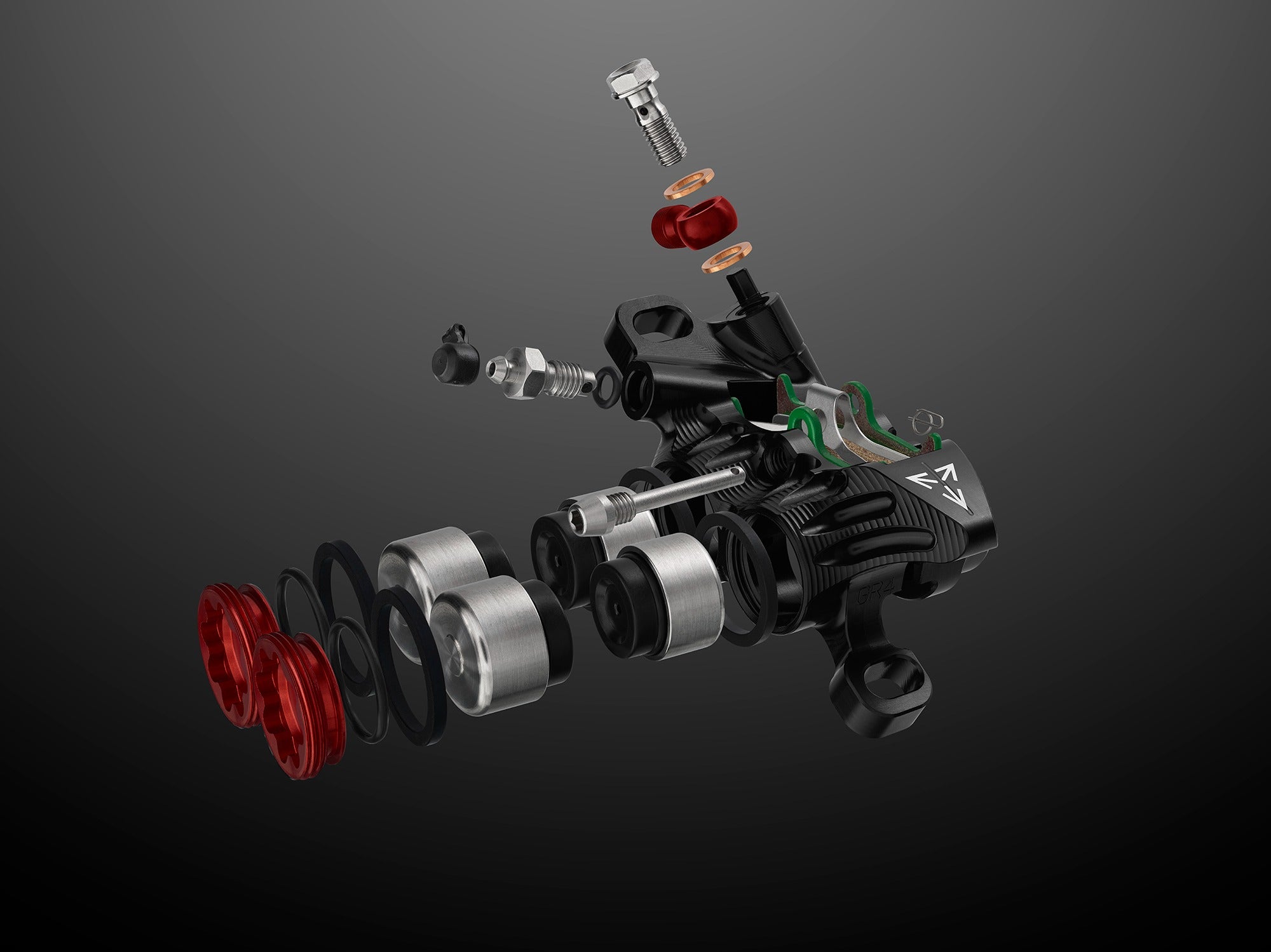 Freno Tech 4 EVO GR4 Disc Brake, Delantero y Trasero - 74mm, Negro