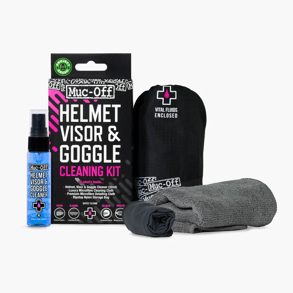 MUC-OFF KIT DE LIMPIEZA CASCO, VISOR, LENTES - Pidiendo Pista