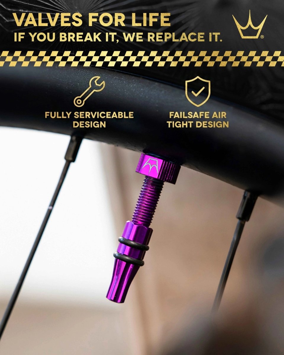 Válvulas Holeshot Fast Flow con herramientas 42 mm, Gold - Pidiendo Pista