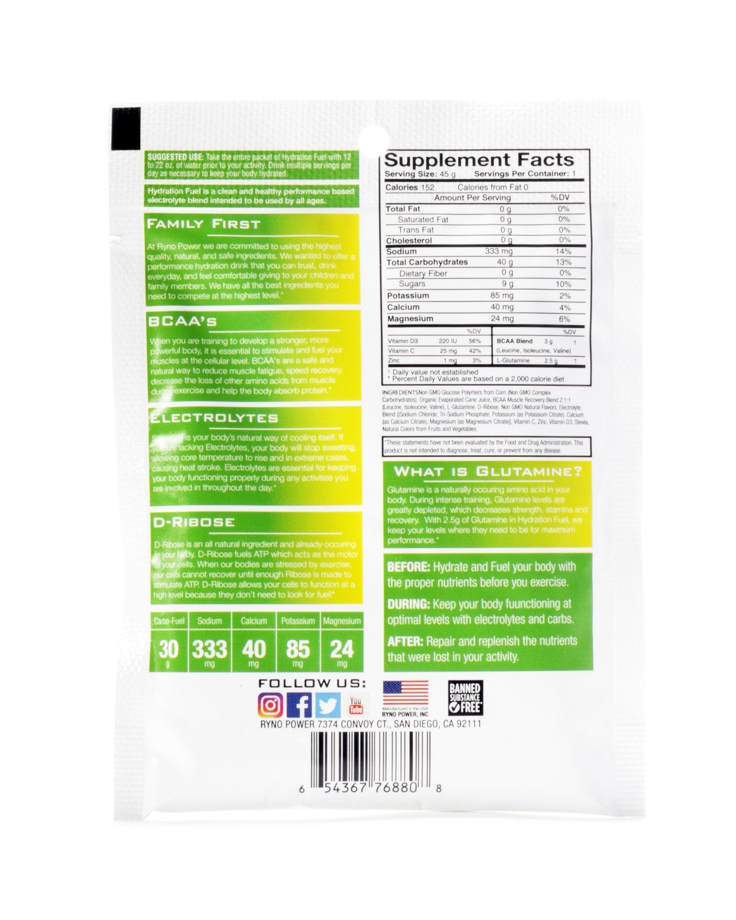 Hidratación Fuel, Lima-Limón 45gr.