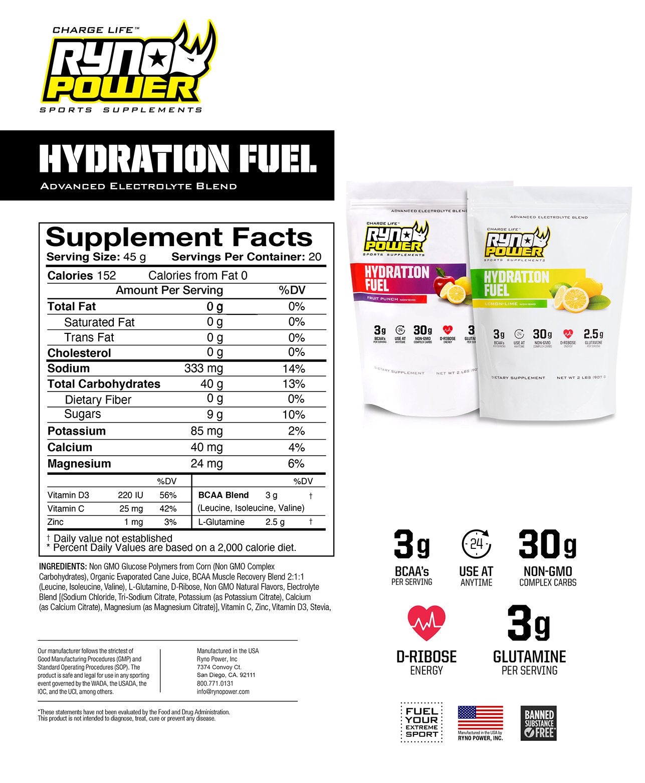 Hidratación Fuel, Lima-Limón 45gr.